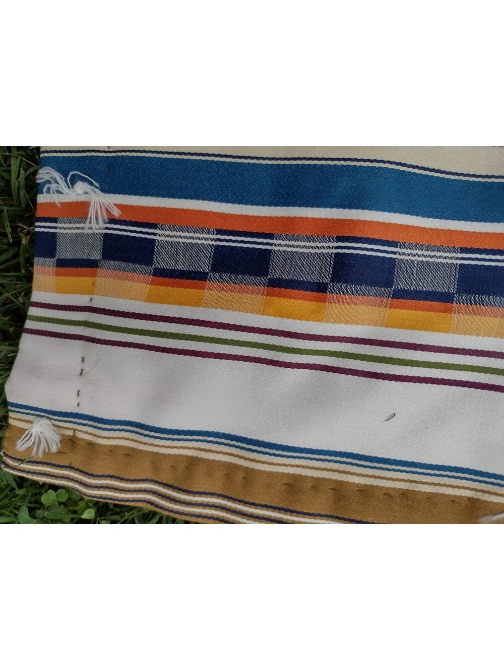 Vintage 1970s Handmade Patchwork Quilt 68x86 Tied Scrap Coverlet Retro Folk Art